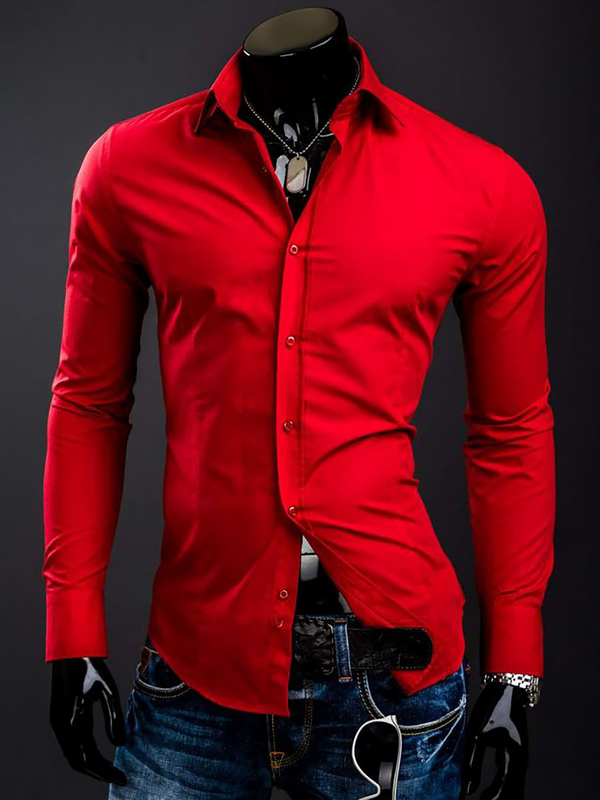 Chemise élégante rouge à manches longues pour homme Bolf 1703A