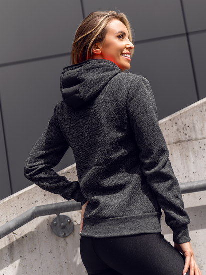 Sweat-shirt/veste de transition noir à capuche femme Bolf KSW4001A