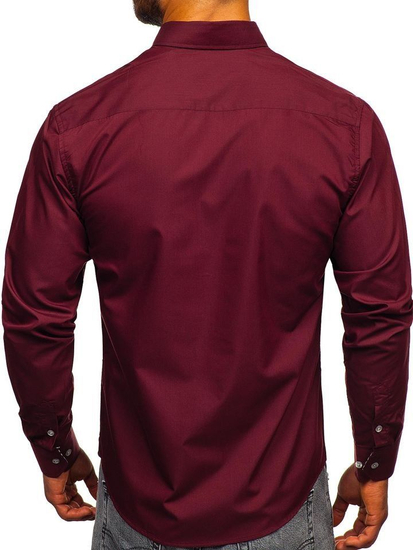 La chemise élégante avec les manches longues pour homme bordeaux Bolf 4711