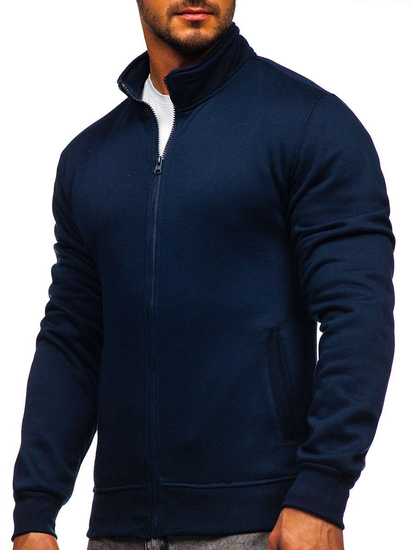 Sweat-shirt à col montant avec fermeture pour homme bleu foncé Bolf B2002