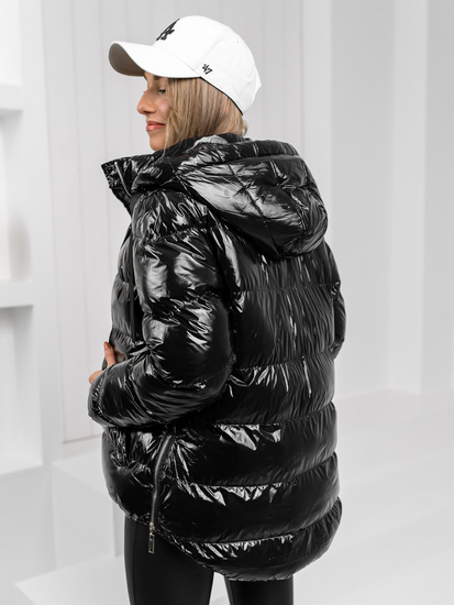 Femme Blouson d'hiver matelassée à capuche Noir Bolf 5M3172