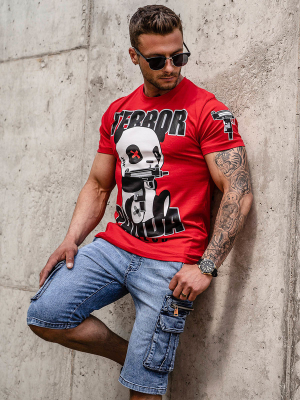 Tee-shirt imprimé pour homme rouge Bolf 2291A
