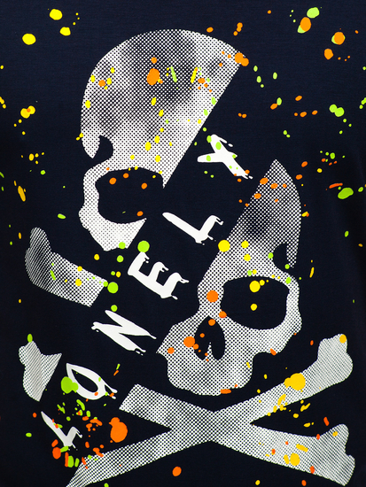 Tee-shirt bleu foncé avec imprimé pour homme Bolf Y70008