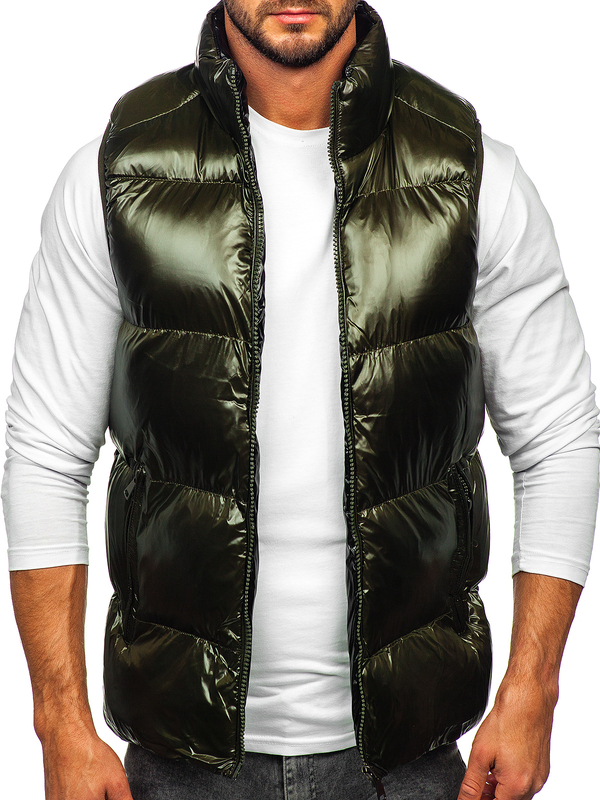 Homme Gilet matelassé épais Vert Bolf 9968