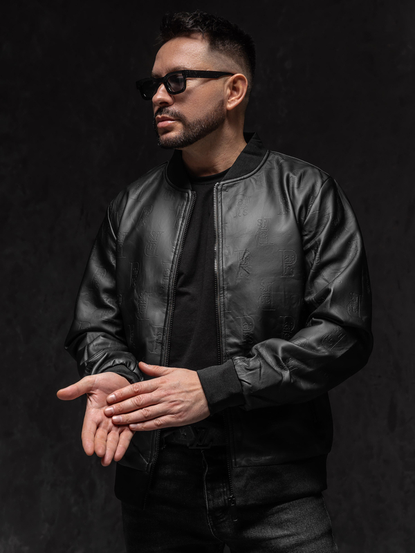 Homme Blouson bomber en cuir Noir Bolf 3A66A1