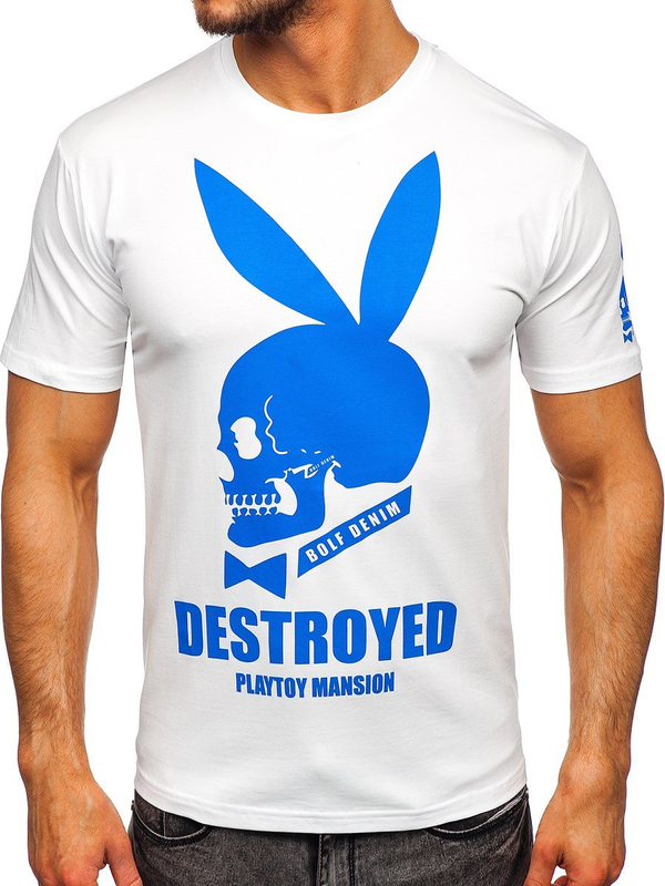 Tee-shirt imprimé pour homme blanc Bolf 192368