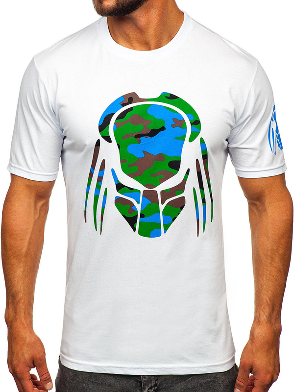 T-shirt blanc en coton imprimé pour homme Bolf 192379-1