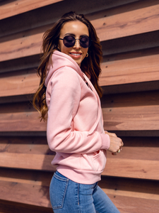 Sweat-shirt à capuche pour femme rose clair Bolf W03B-56