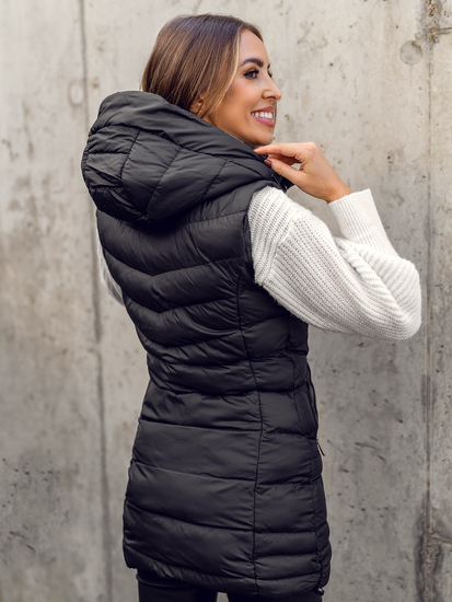 Gilet long matelassé pour femme noir Bolf 7044A