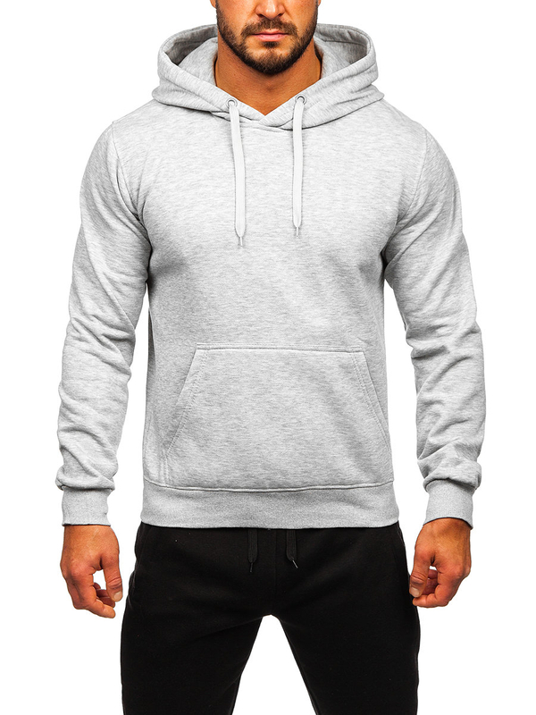Survêtement avec sweat-shirt à capuche kangourou pour homme gris clair Bolf D002