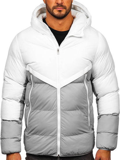 Homme Blouson d'hiver Blanc-Gris Bolf CS1006