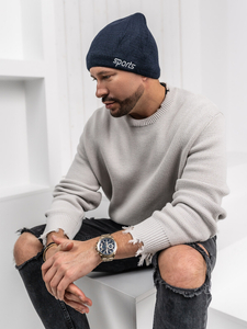 Homme Bonnet d'hiver chaud Bleu foncé Bolf 387074