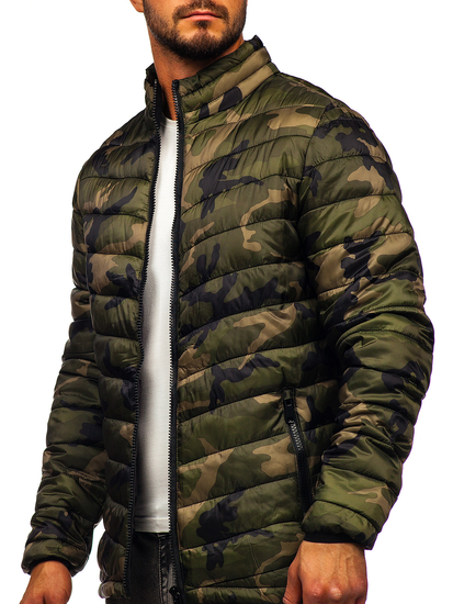 Homme Blouson d'hiver matelassée camo Vert Bolf SM80