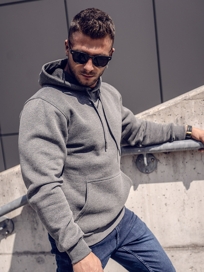 Sweat-shirt kangourou graphite à capuche pour homme Bolf 1004