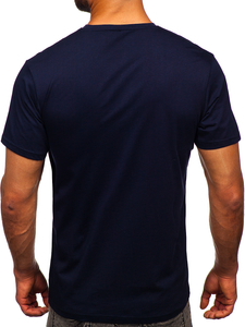 Tee-shirt en coton pour homme bleu foncé Bolf 0001