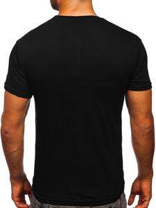 T-shirt homme en coton noir avec imprimé Bolf 1173