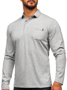 Homme Polo en coton à manches longues Gris Bolf 5120