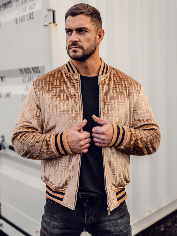 Homme Blouson aviateur de baseball d'hiver réversible Camel Bolf 3B105