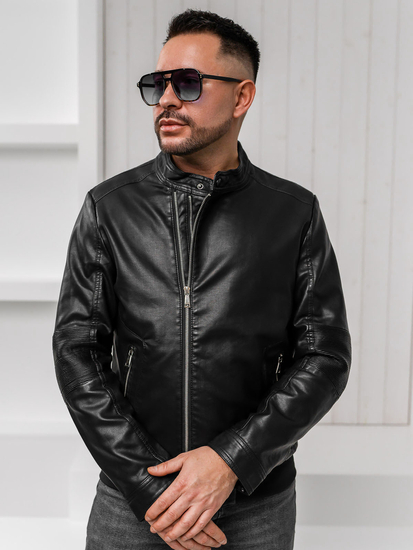 Blouson en cuir pour homme noir Bolf 1073     