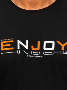 Tee-shirt en coton imprimé pour homme noir Bolf 14773