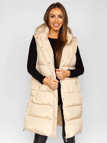Gilet long matelassé oversize pour femme beige Bolf 81276