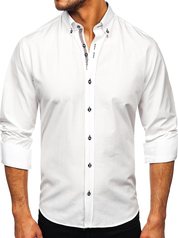 Chemise à manches longues blanche pour homme Bolf 20718