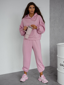 Ensemble de sweat-shirt à capuche deux pièces femme rose poudré Bolf 525