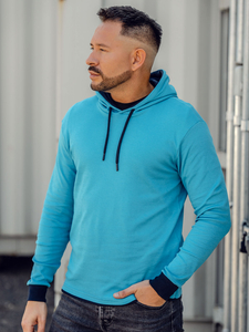 Homme Sweat-shirt à capuche Turquoise Bolf 145380