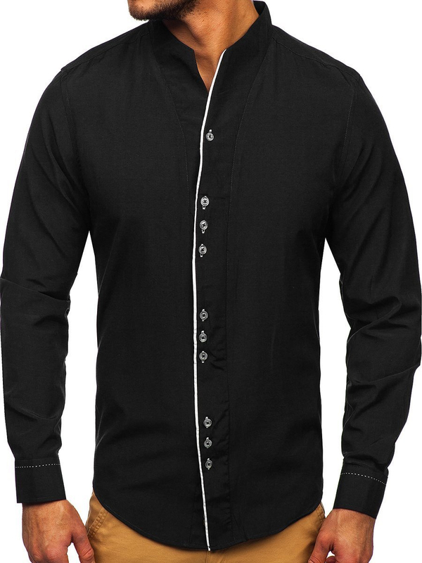 La chemise avec les manches longues pour homme noire Bolf 5720
