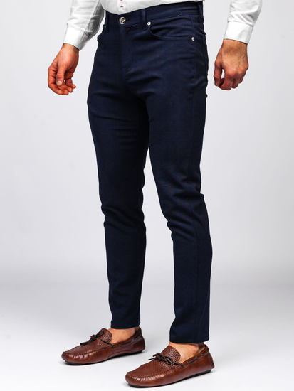 Pantalon en tissu chino pour homme bleu foncé Bolf 0004