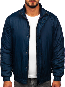 Blouson de transition avec capuche dissimulée pour homme bleu foncé Bolf 5M3102