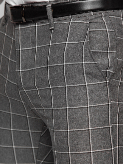 Homme Pantalon élégant à carreaux Anthracite Bolf 0044