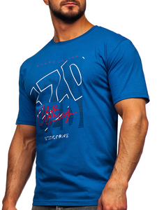 Tee-shirt en coton pour homme bleu Bolf 14748