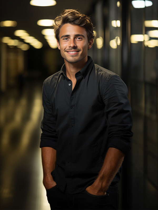 Chemise élégante noire à manches longues pour homme Bolf 1703A2