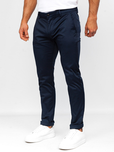 Pantalon chino en tissu bleu foncé Bolf KA9810