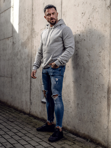 Sweat à capuche homme gris Bolf MB001A