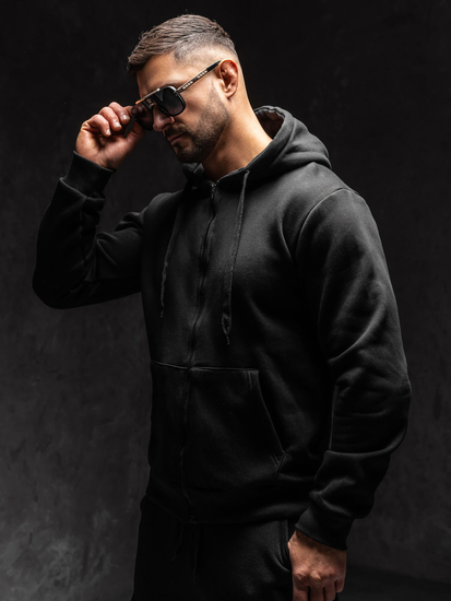 Sweat-shirt noir zippé à capuche pour homme Bolf 2008 