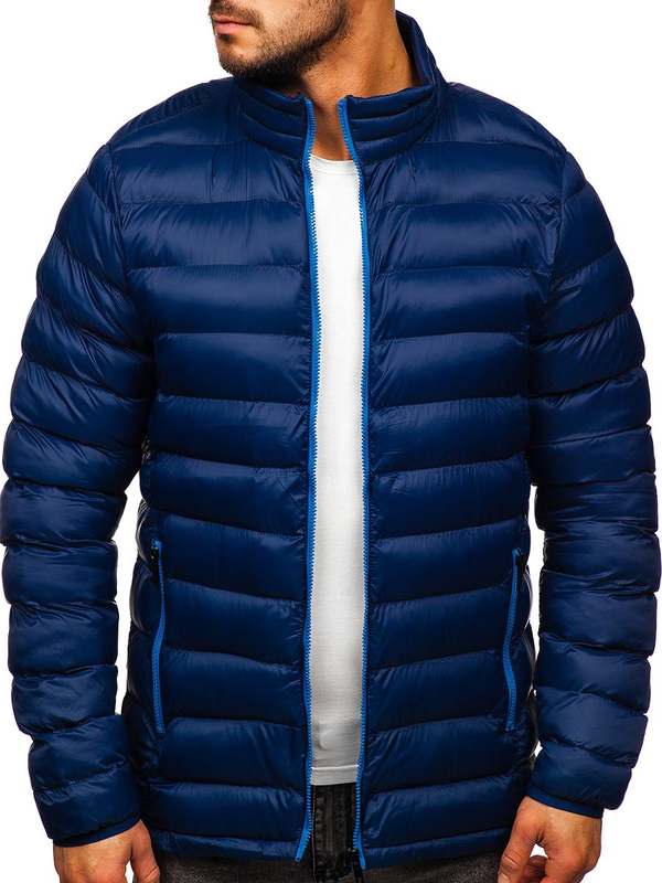 Blouson d'hiver sportif pour homme bleu foncé matelassé Bolf 1111