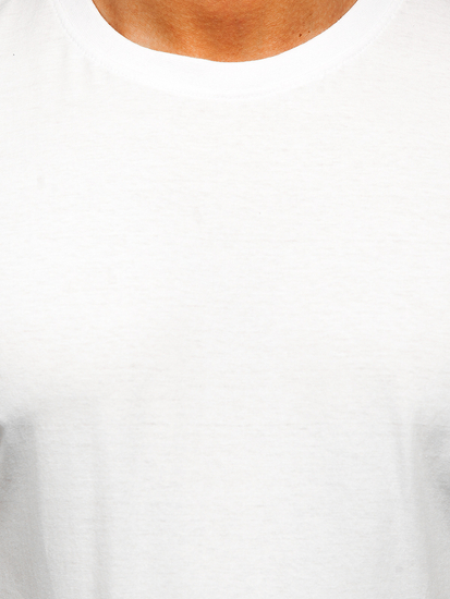 T-shirt homme en coton blanc sans imprimé Bolf 192397