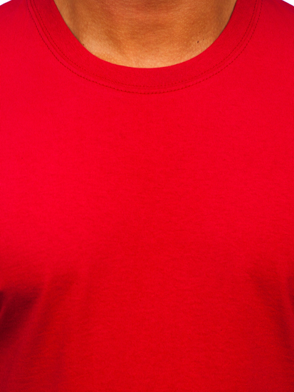 Homme T-shirt basic en coton Rouge Bolf B459