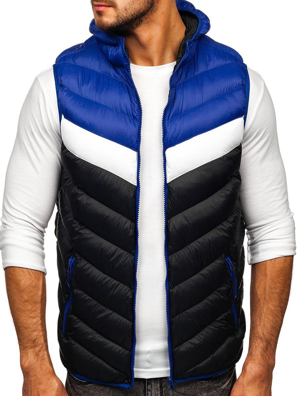 Gilet matelassé pour homme bleu foncé à capuche Bolf HDL88004