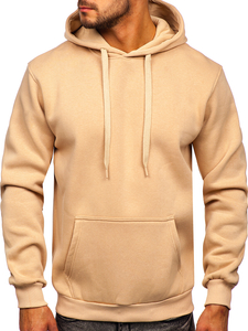 Sweat-shirt beige kangourou à capuche pour homme Bolf B1004