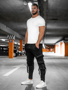 Homme Pantalon jogger cargo Noir Bolf 6582A