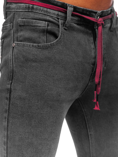 Pantalon en jean skinny fit pour homme noir Bolf KX565-1