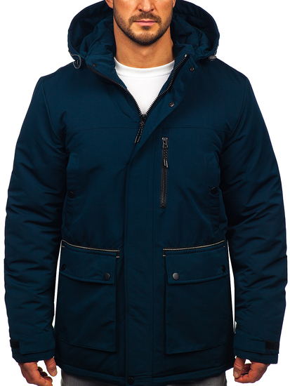 Homme Blouson d'hiver parka Bleu foncé Bolf 22M323