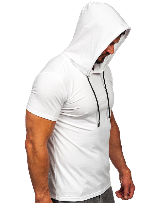 Tee-shirt sans imprimé à capuche pour homme blanc Bolf 8T957