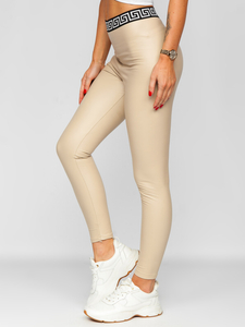 Legging en simili cuir pour femme beige Bolf MY16572