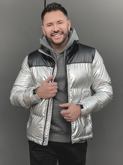 Blouson d'hiver matelassé pour homme argent Bolf 1188