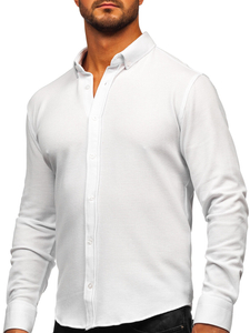 Homme Chemise en mousseline à manches longues Blanc Bolf 506
