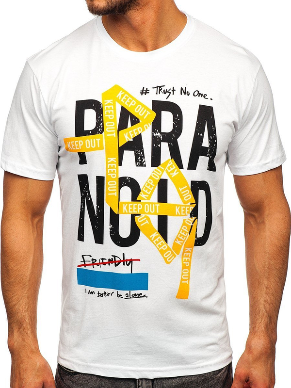 Tee-shirt imprimé pour homme blanc Bolf 2309-1